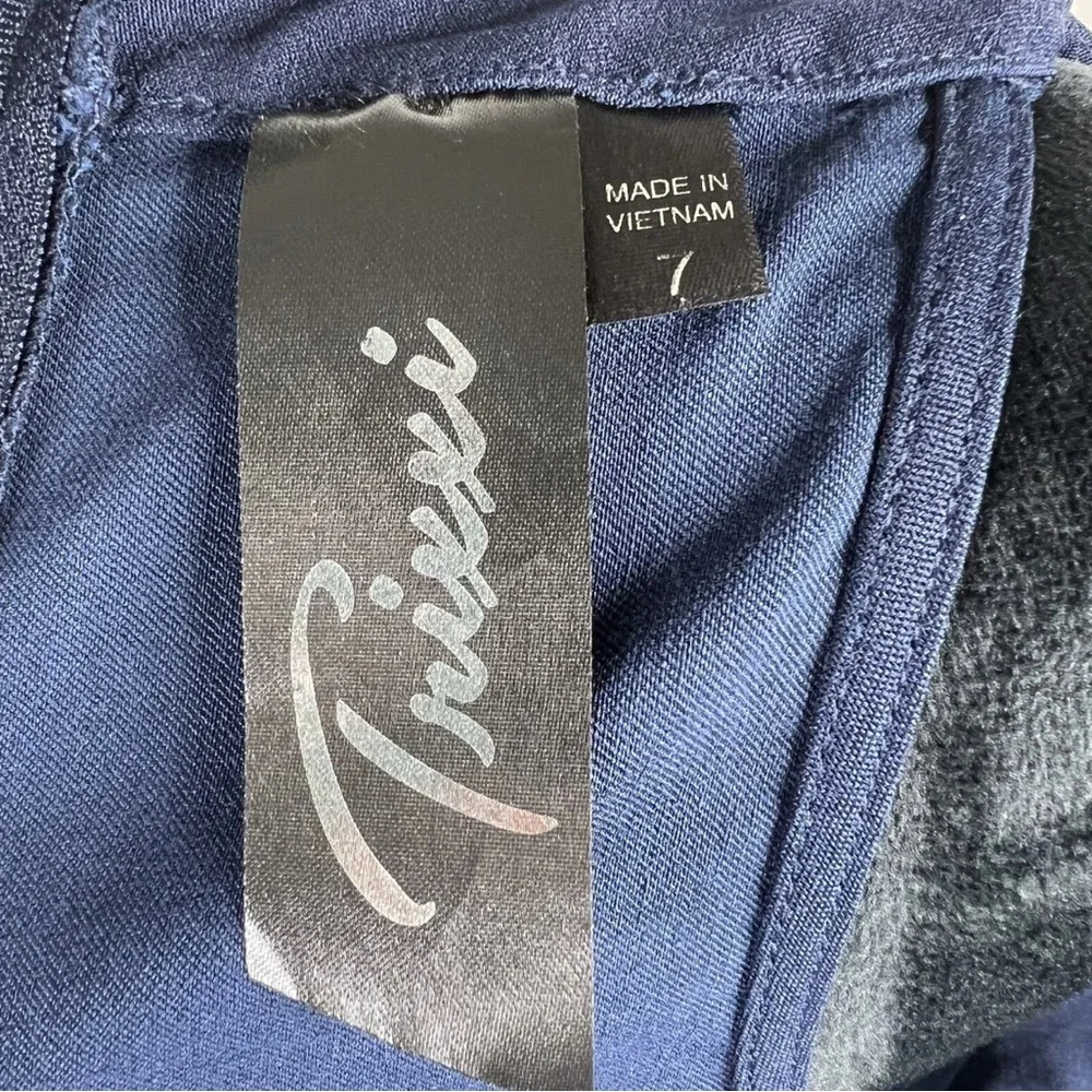 Trixxi Womens Stretchy Bodycon Dress Womens Size 7 Navy Strappy Neck Zip Closure